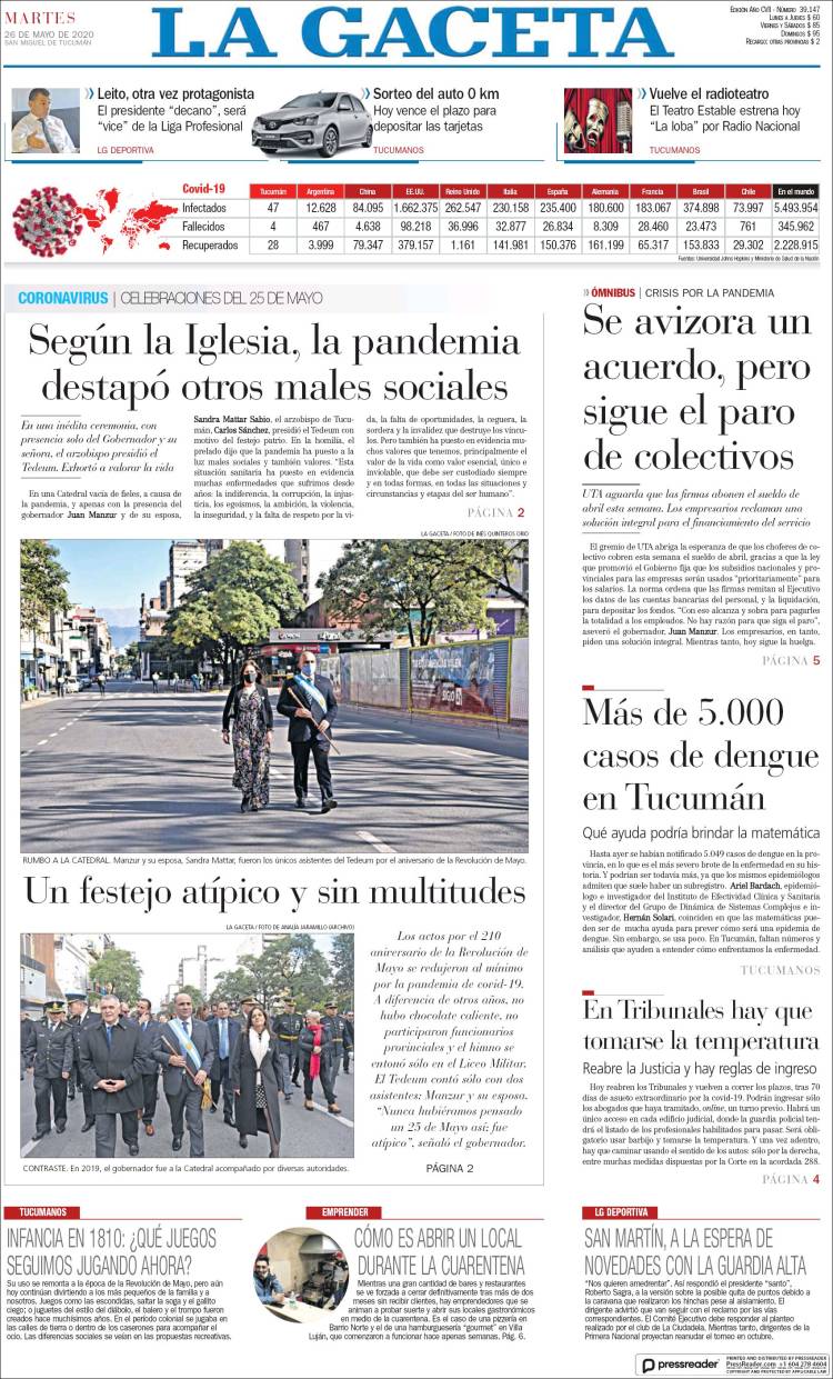 Portada de La Gaceta (Argentina)