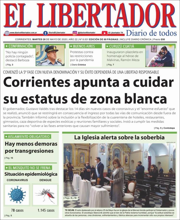 Portada de Diario El Libertador (Argentina)