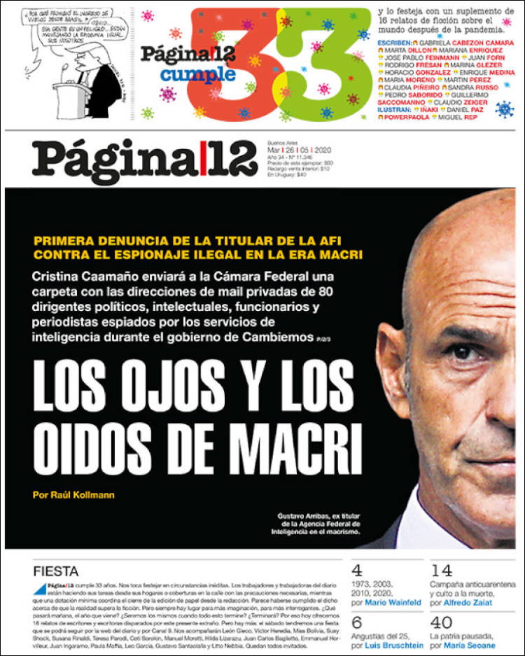 Portada de Página/12 (Argentina)