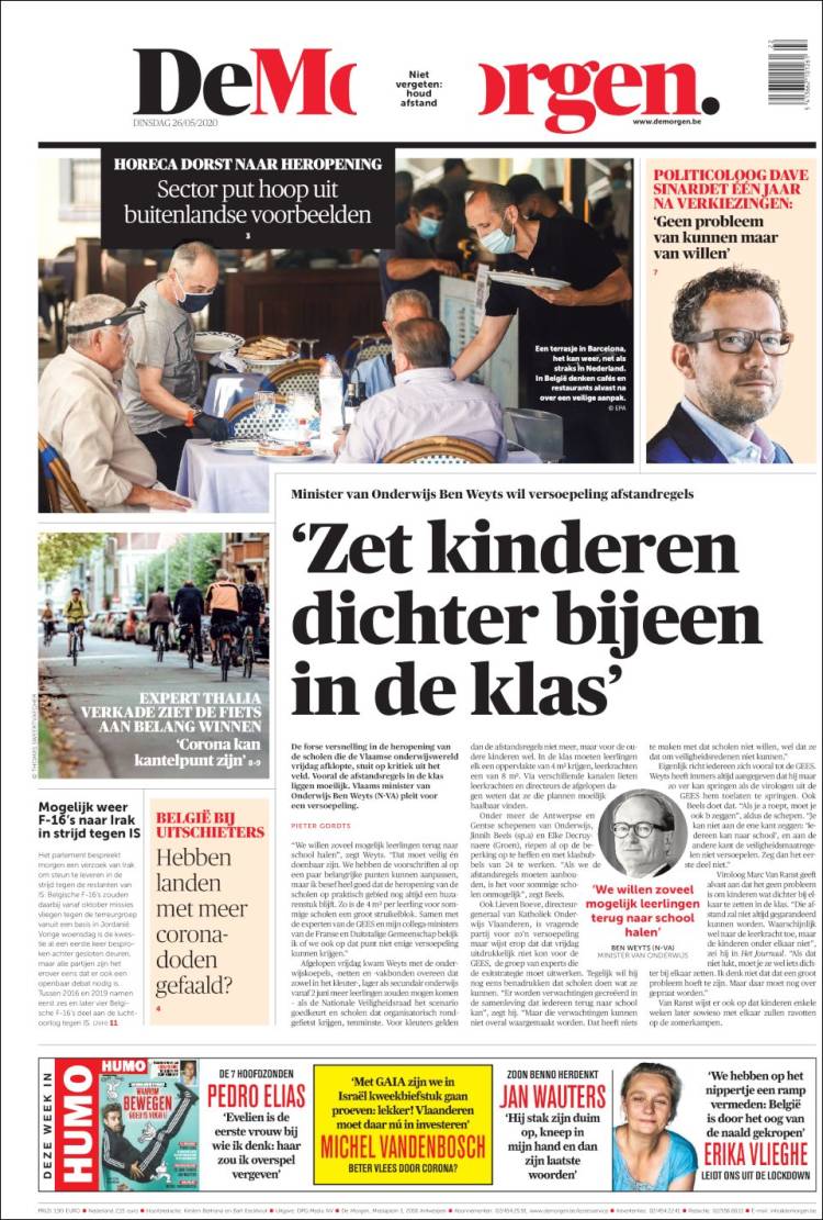 Portada de De Morgen (B&eacute;lgica)