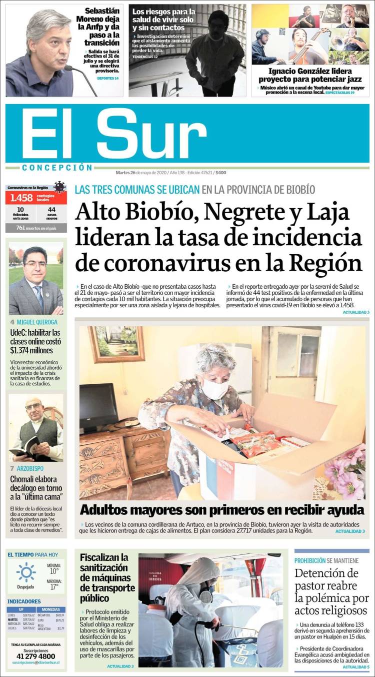 Portada de El Sur (Chile)