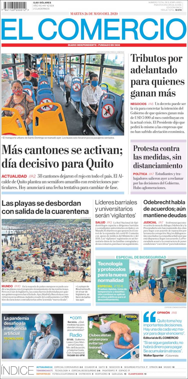 Portada de El Comercio (Ecuador)