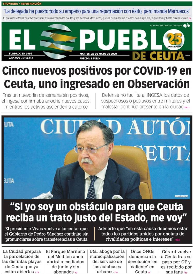 Portada de El Pueblo de Ceuta (Espa&ntilde;a)