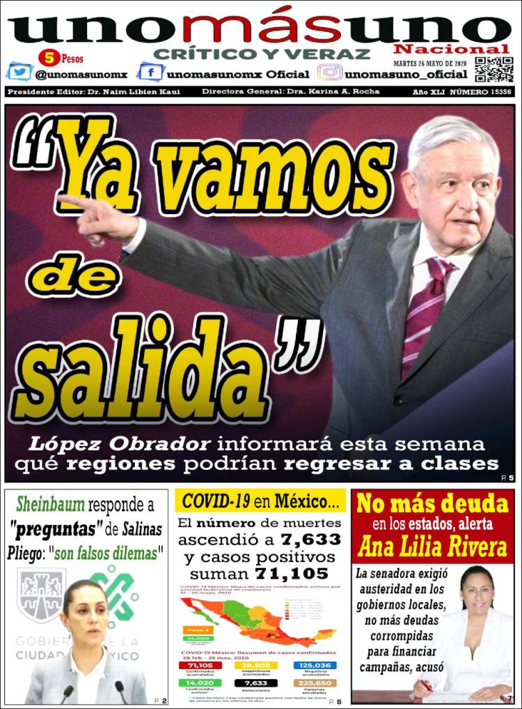 Portada de unomásuno (México)