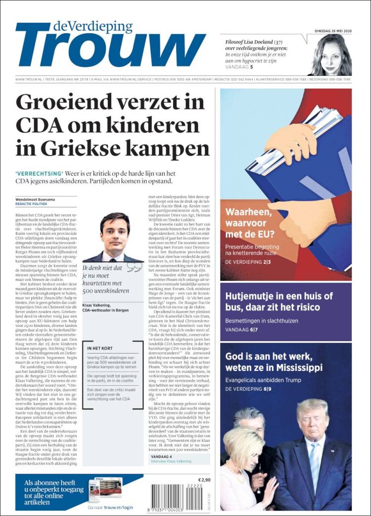 Portada de Trouw (Pa&iacute;ses Bajos)