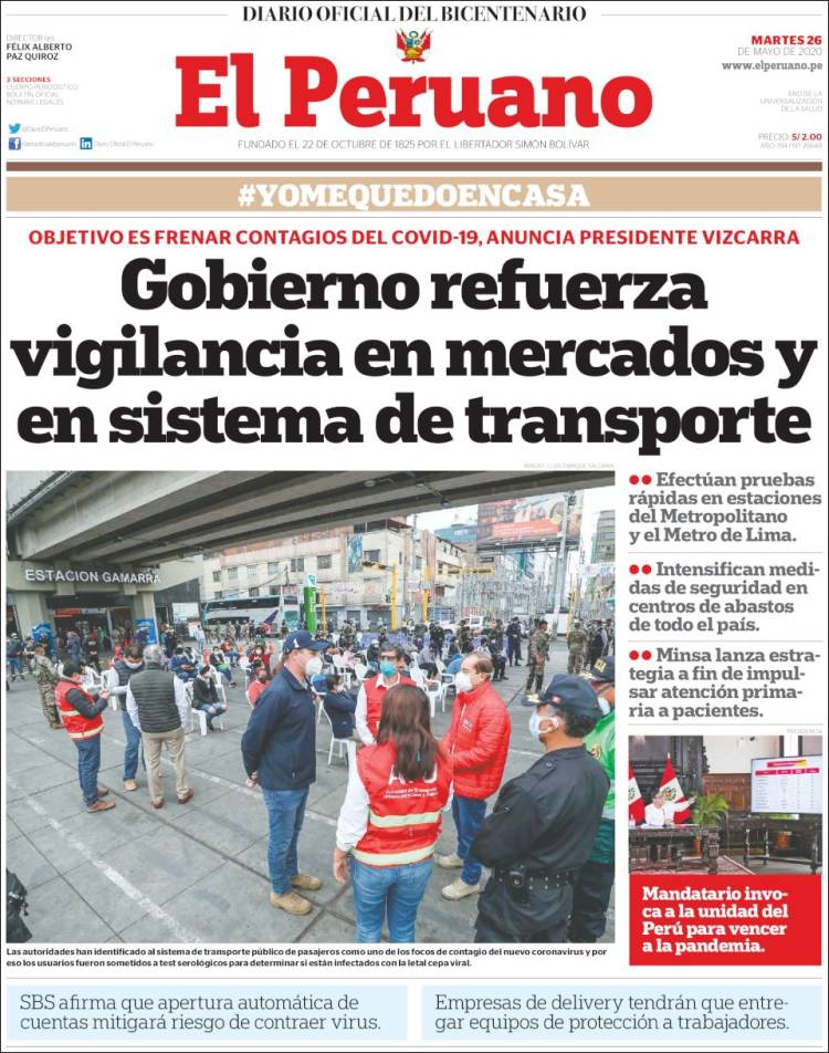 Portada de El Peruano (Perú)