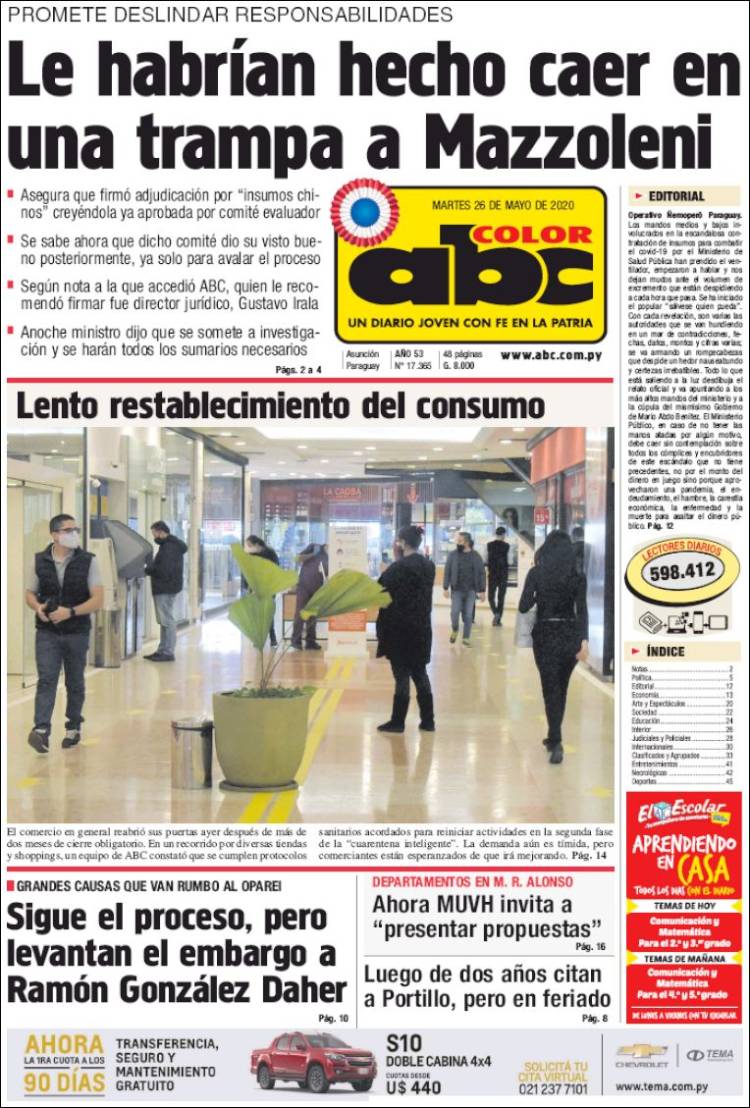 Portada de ABC Color (Paraguay)