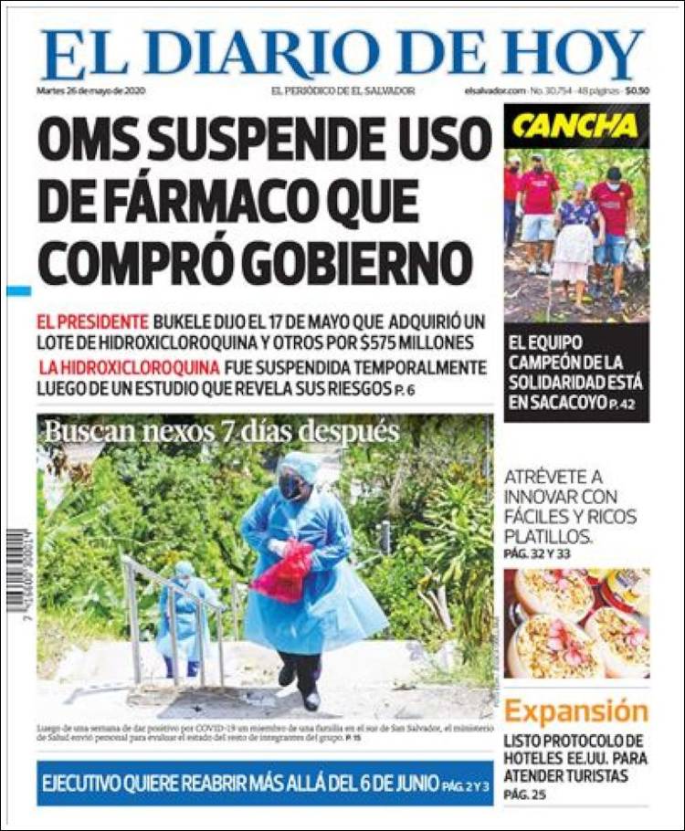 Portada de El Diario de Hoy (El Salvador)