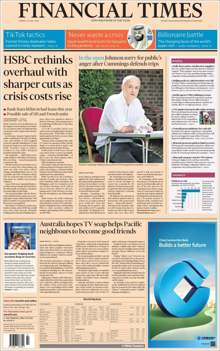 Portada de Financial Times (Reino Unido)