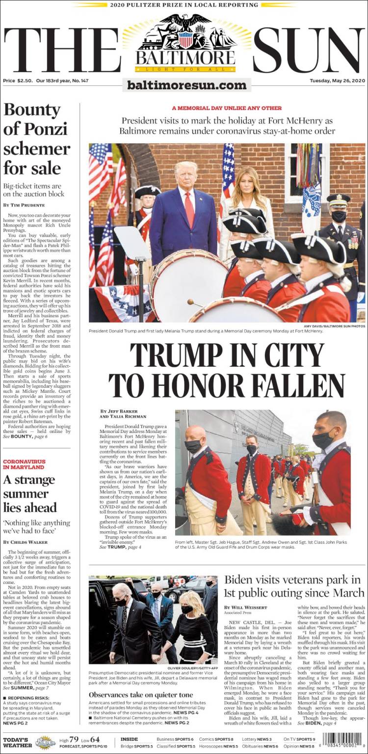 Portada de The Baltimore Sun (USA)