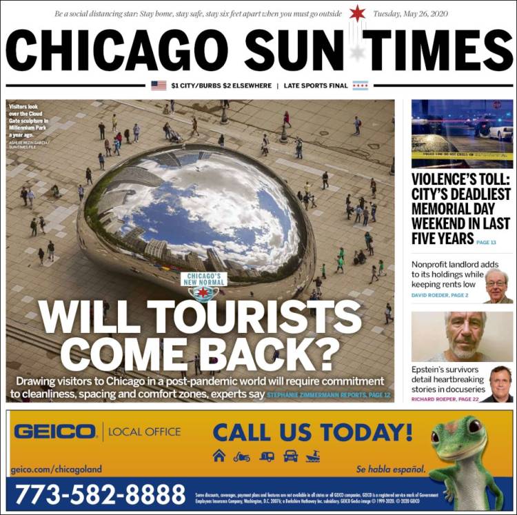 Portada de Chicago Sun-Times (USA)