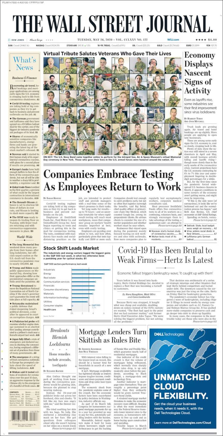 Portada de Wall Street Journal (USA)