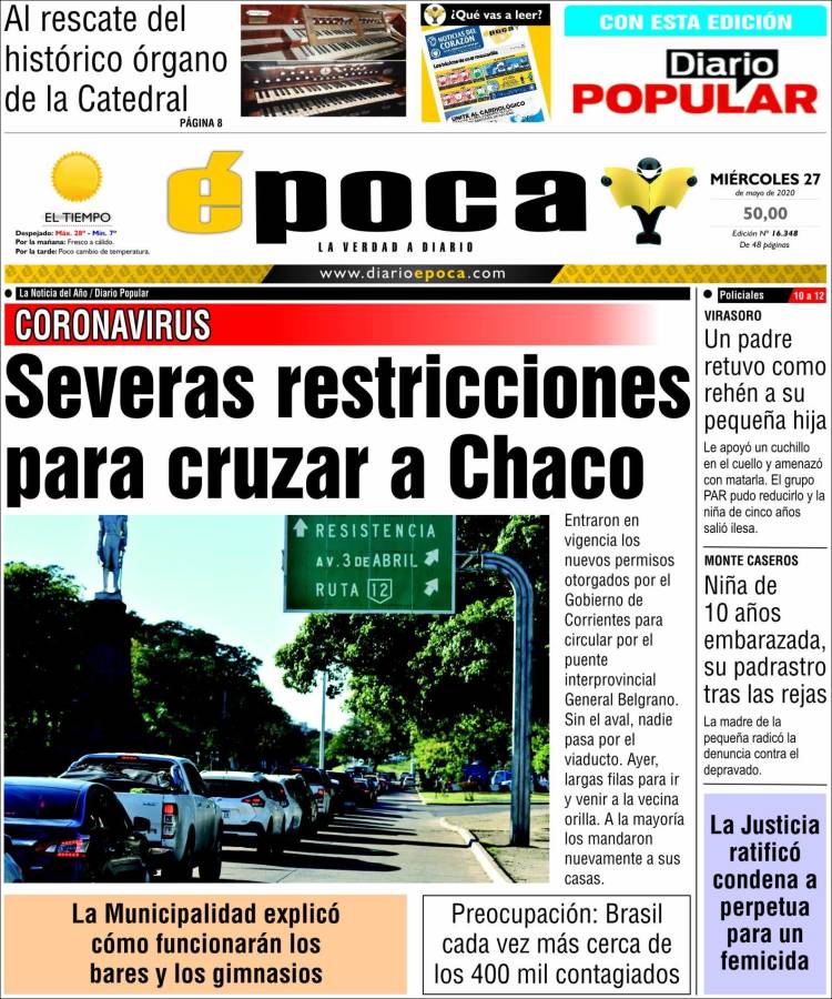 Portada de Diario Época (Argentina)