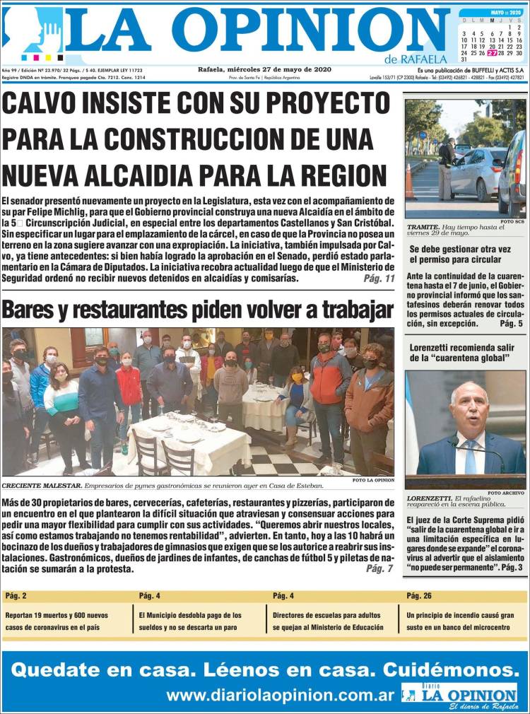 Portada de La Opinión (Argentina)