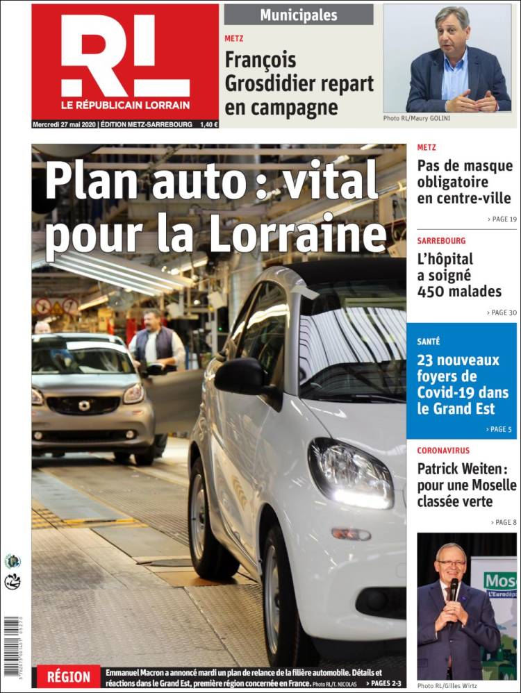 Portada de Le Republicain Lorrain (Francia)