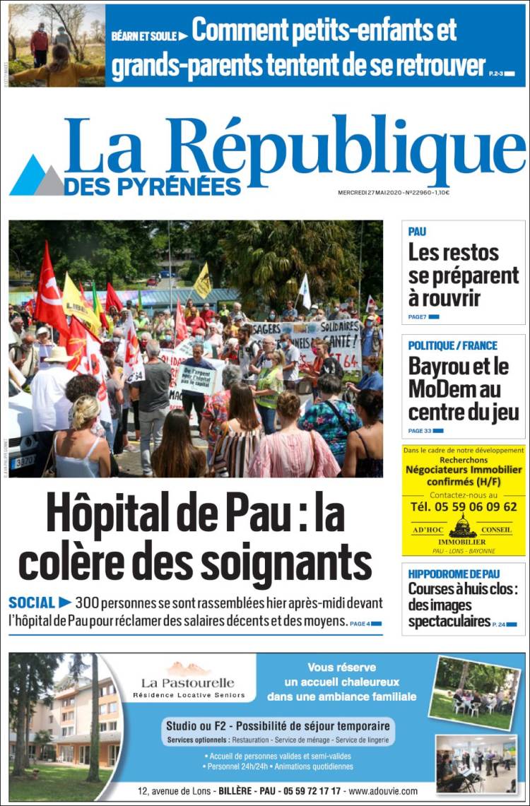 Portada de La République des Pyrénées (Francia)