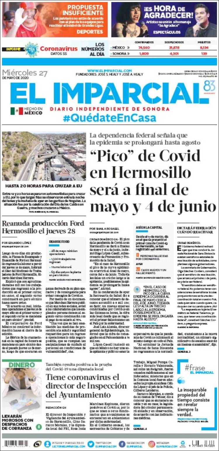 Portada de El Imparcial (Mexico)