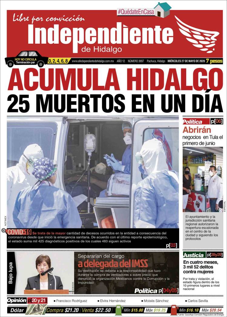 Portada de El Independiente de Hidalgo (Mexico)