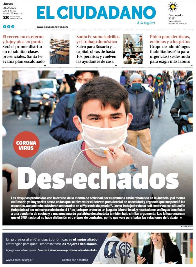 Portada de Diario El Ciudadano (Argentina)