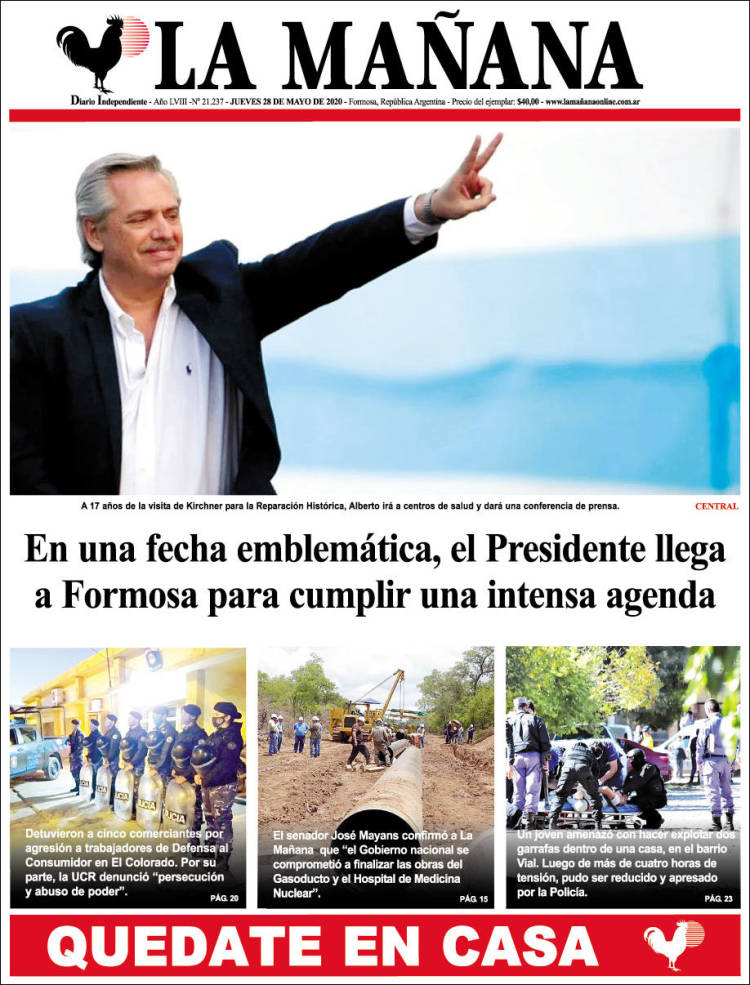 Portada de Diario La Mañana (Argentina)