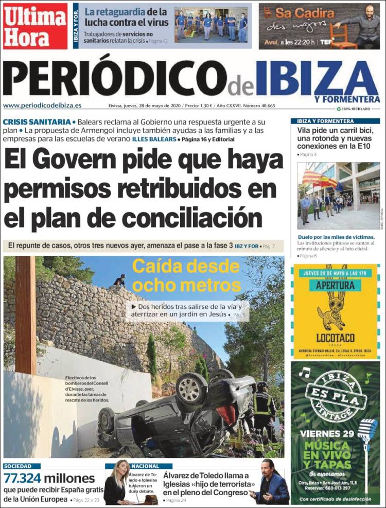 Portada de Periódico de Ibiza (España)