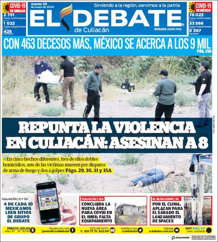 Portada de El Debate de Culiacán (México)