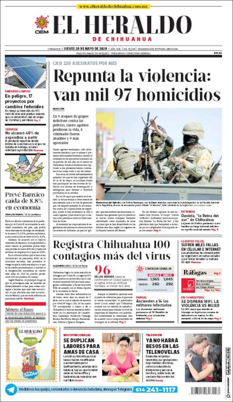 Portada de El Heraldo de Chihuahua (México)