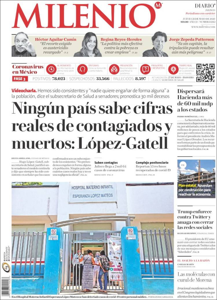 Portada de Milenio - Jalisco (México)