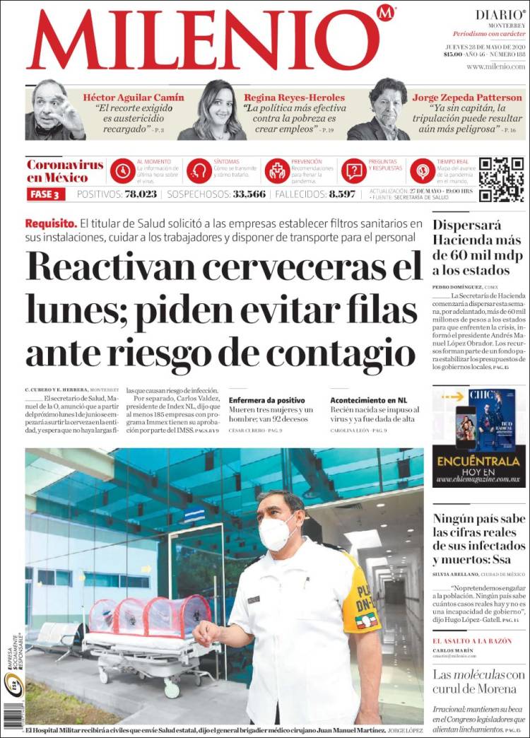 Portada de Milenio de Monterrey (México)