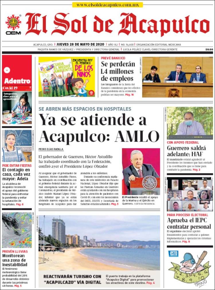 Portada de El Sol de Acapulco (México)