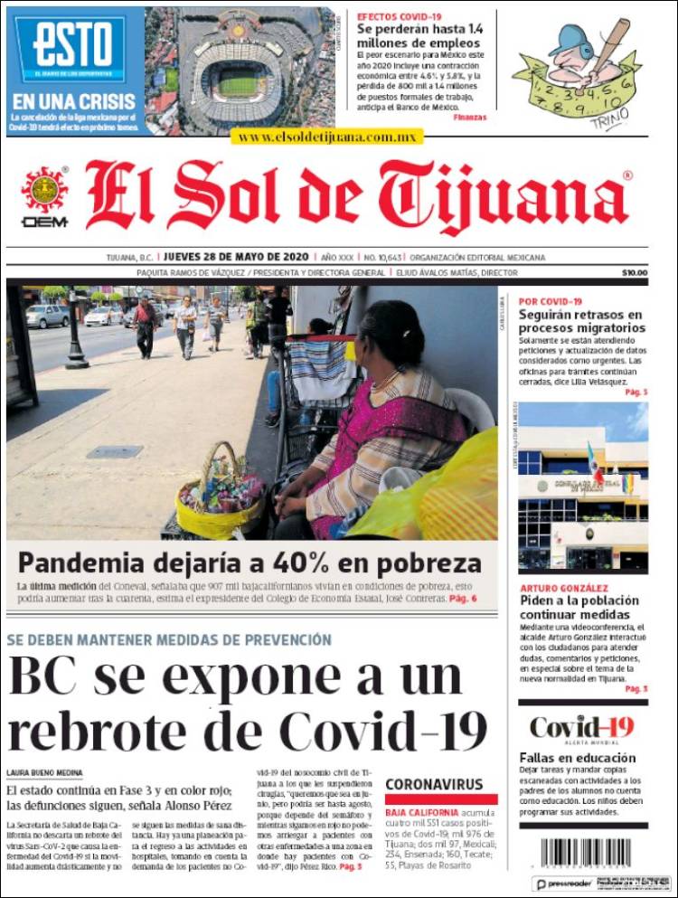 Portada de El Sol de Tijuana (México)