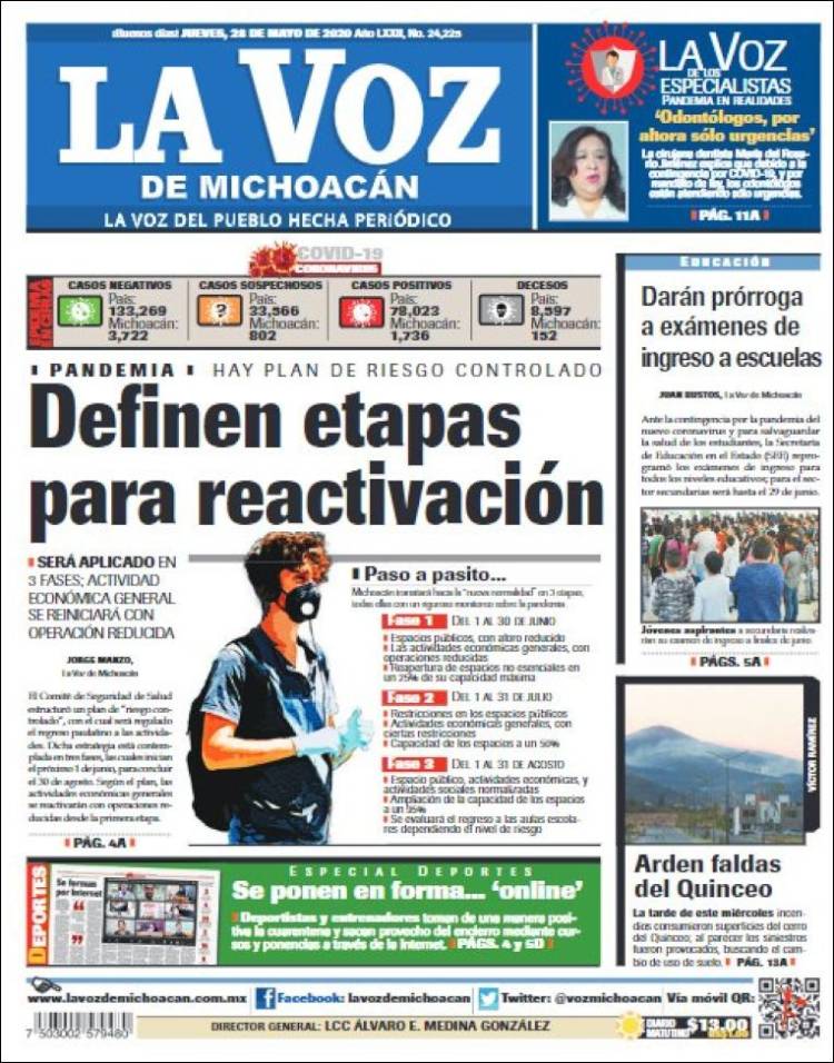 Portada de La Voz de Michoacán (México)