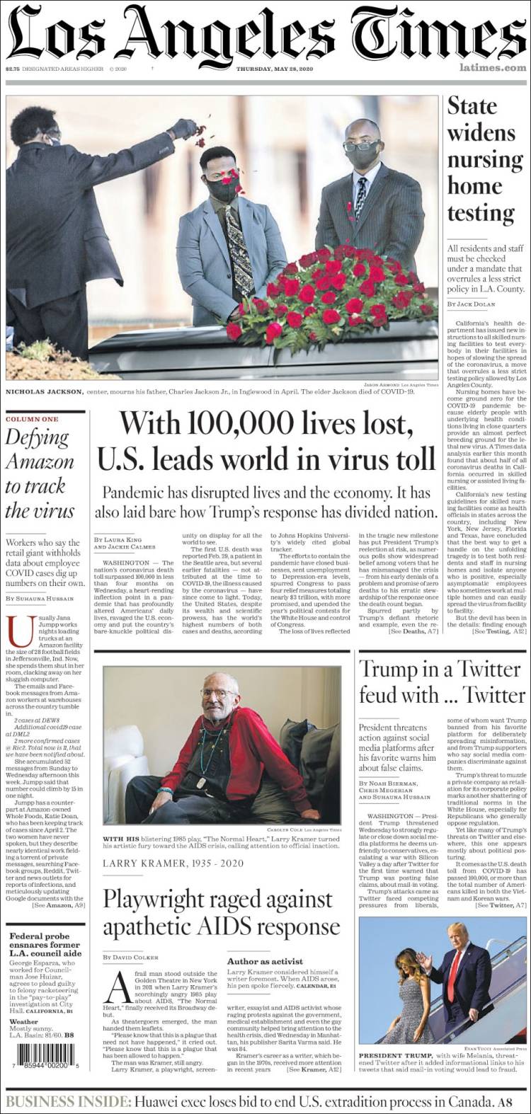 Portada de Los Angeles Times (USA)