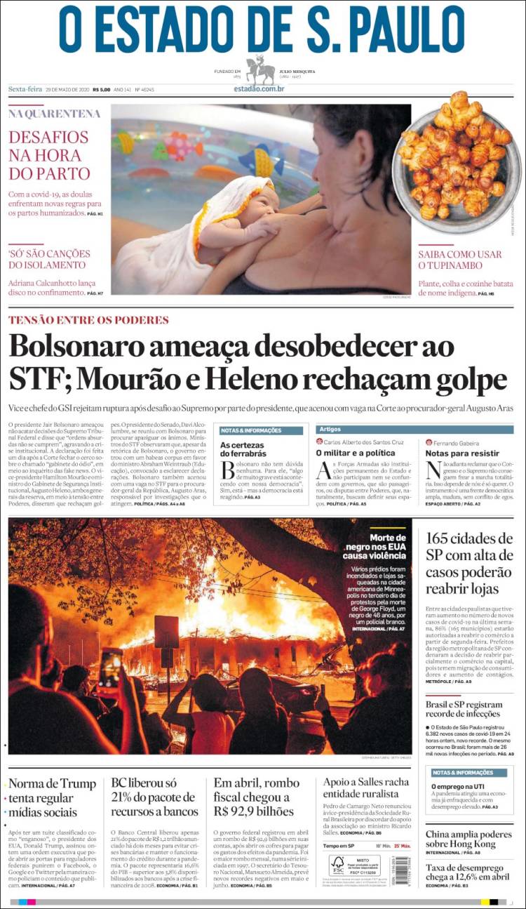 Portada de O Estado de São Paulo (Brasil)