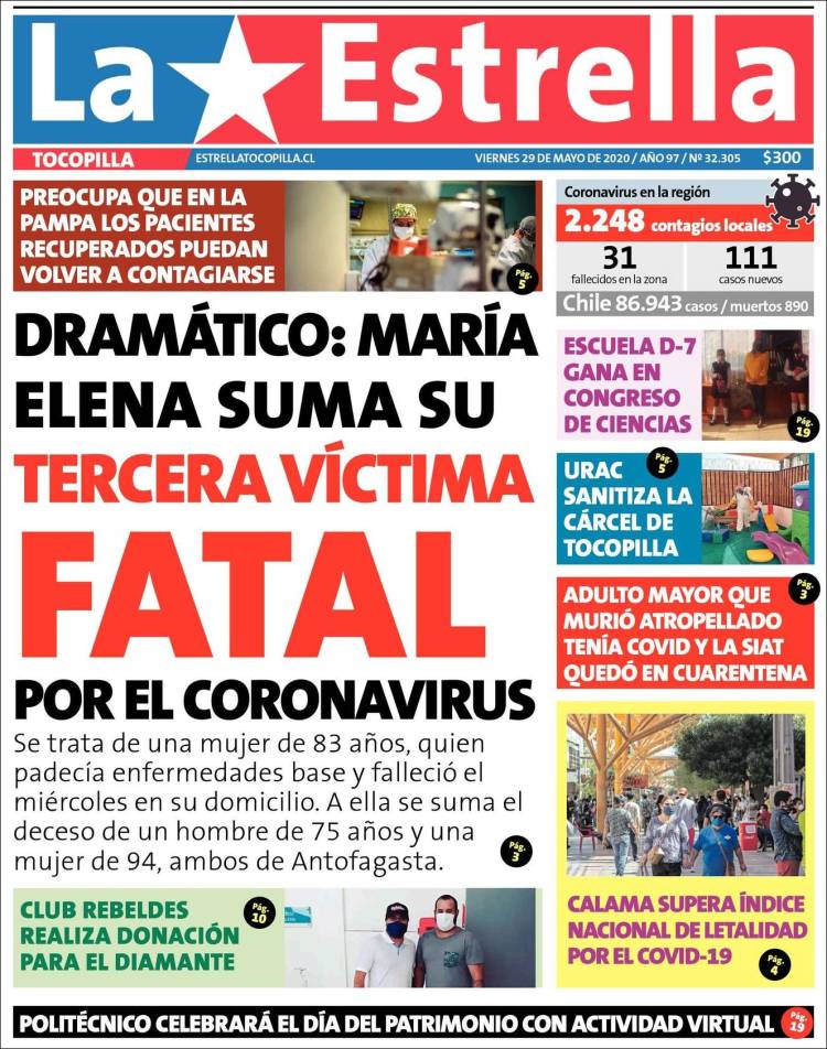 Portada de La Estrella de Tocopilla (Chile)