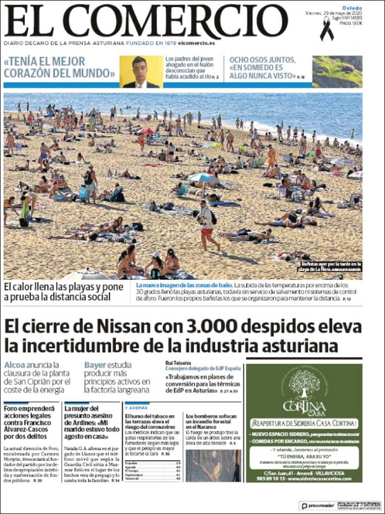 Portada de El Comercio (Espa&ntilde;a)