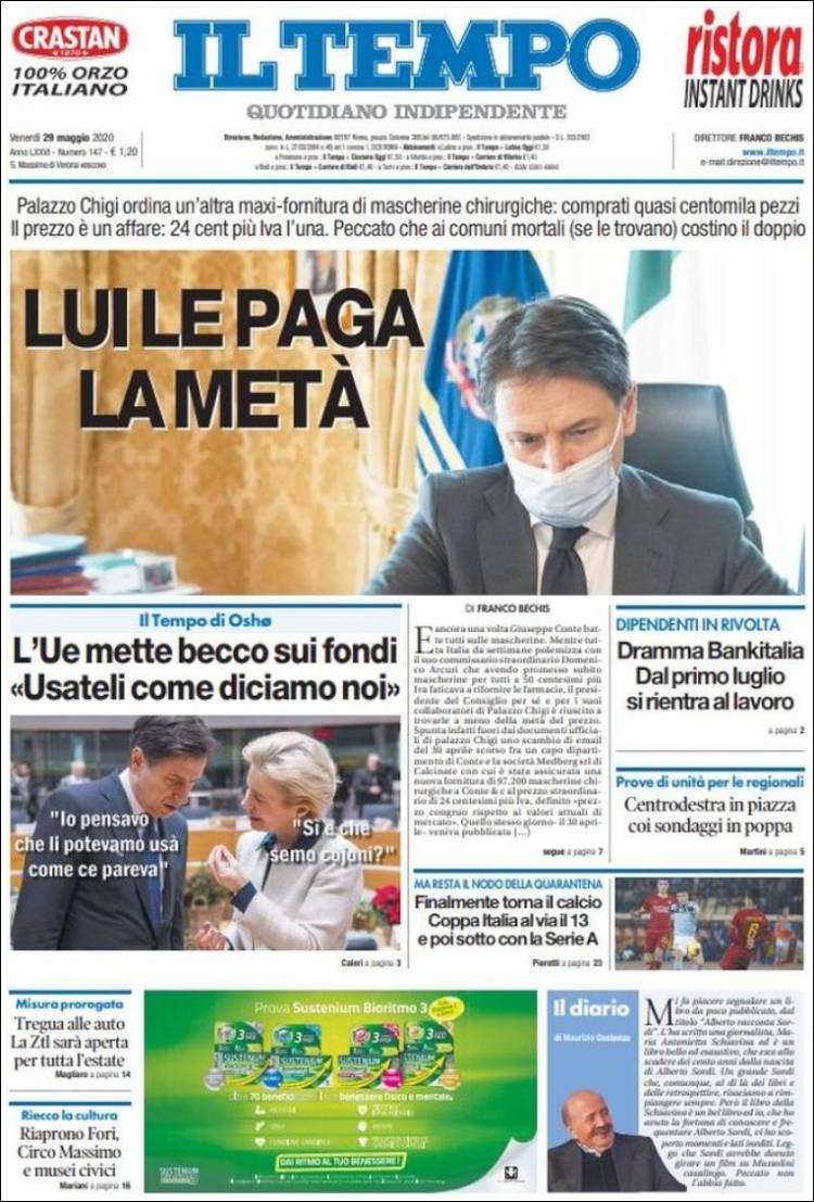 Portada de Il Tempo (Italia)