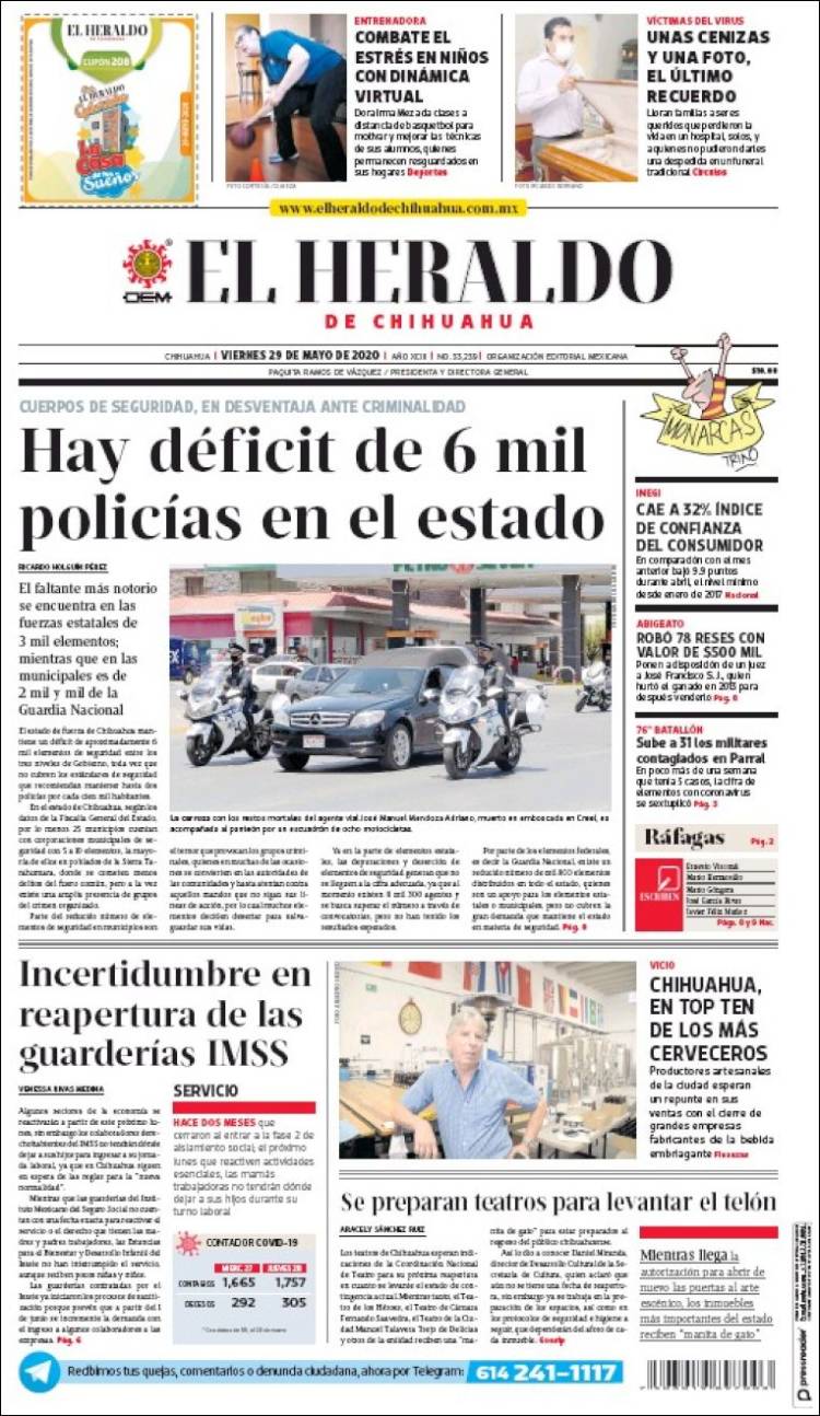 Portada de El Heraldo de Chihuahua (México)