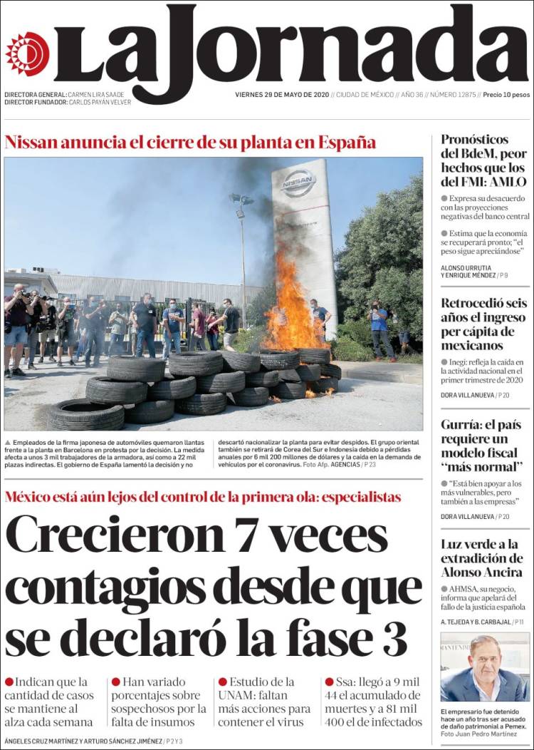 Portada de La Jornada (Mexico)