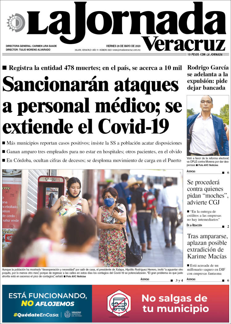 Portada de La Jornada Veracruz (México)
