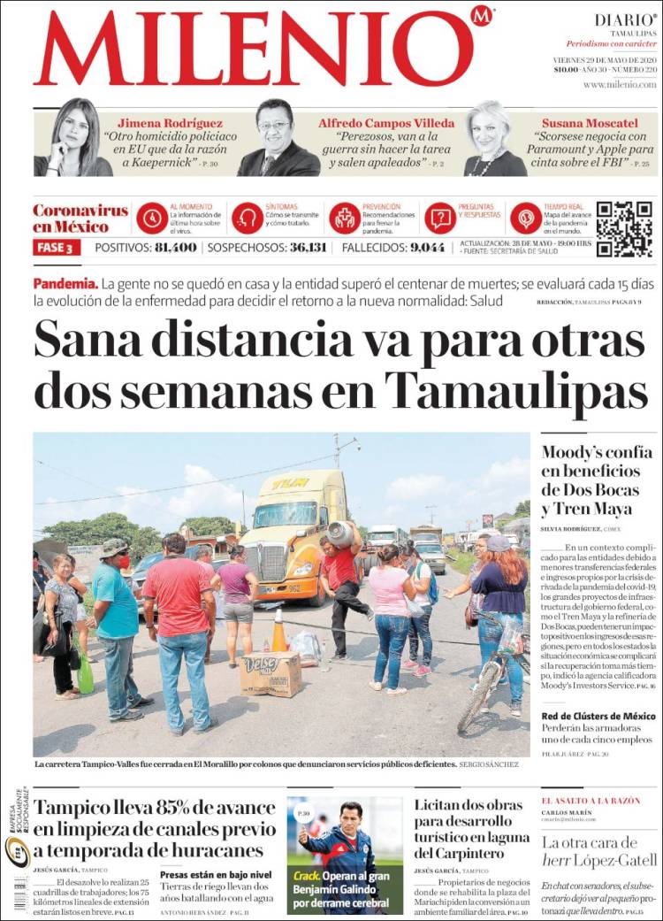 Portada de Milenio - Tamaulipas (México)