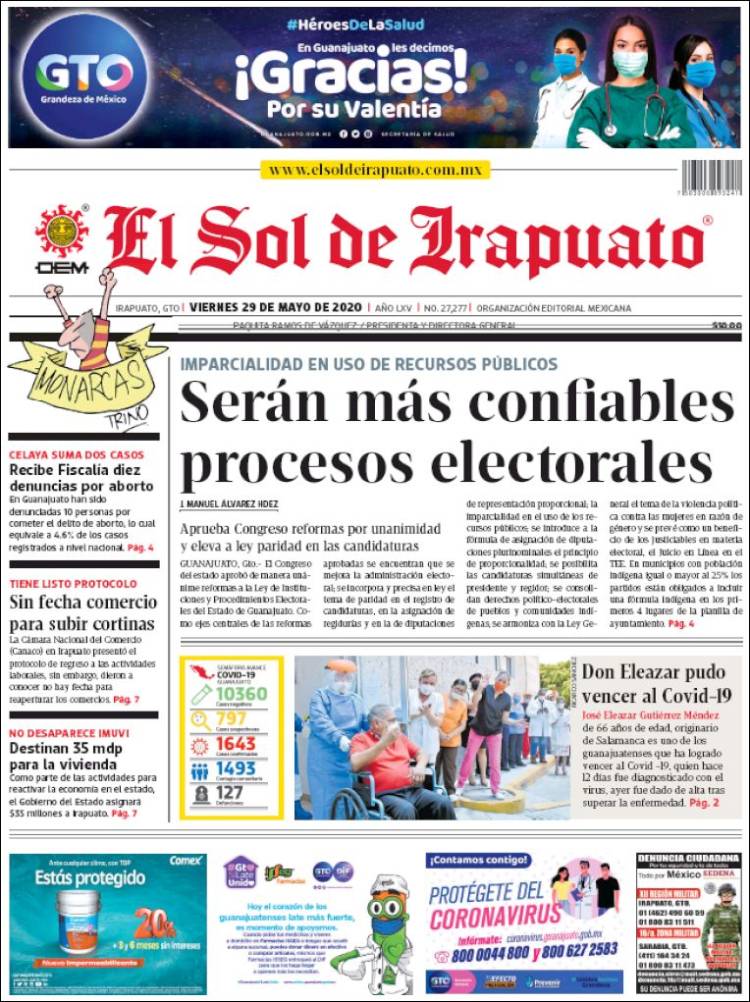 Portada de El Sol de Irapuato (México)