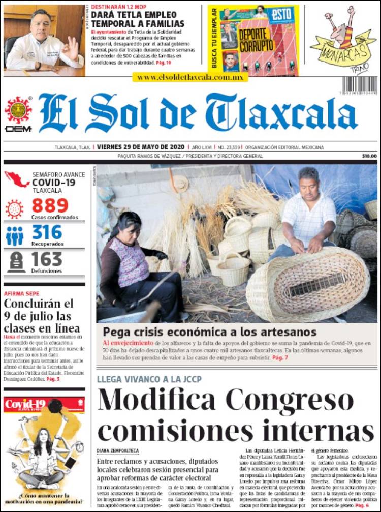 Portada de El Sol de Tlaxcala (México)