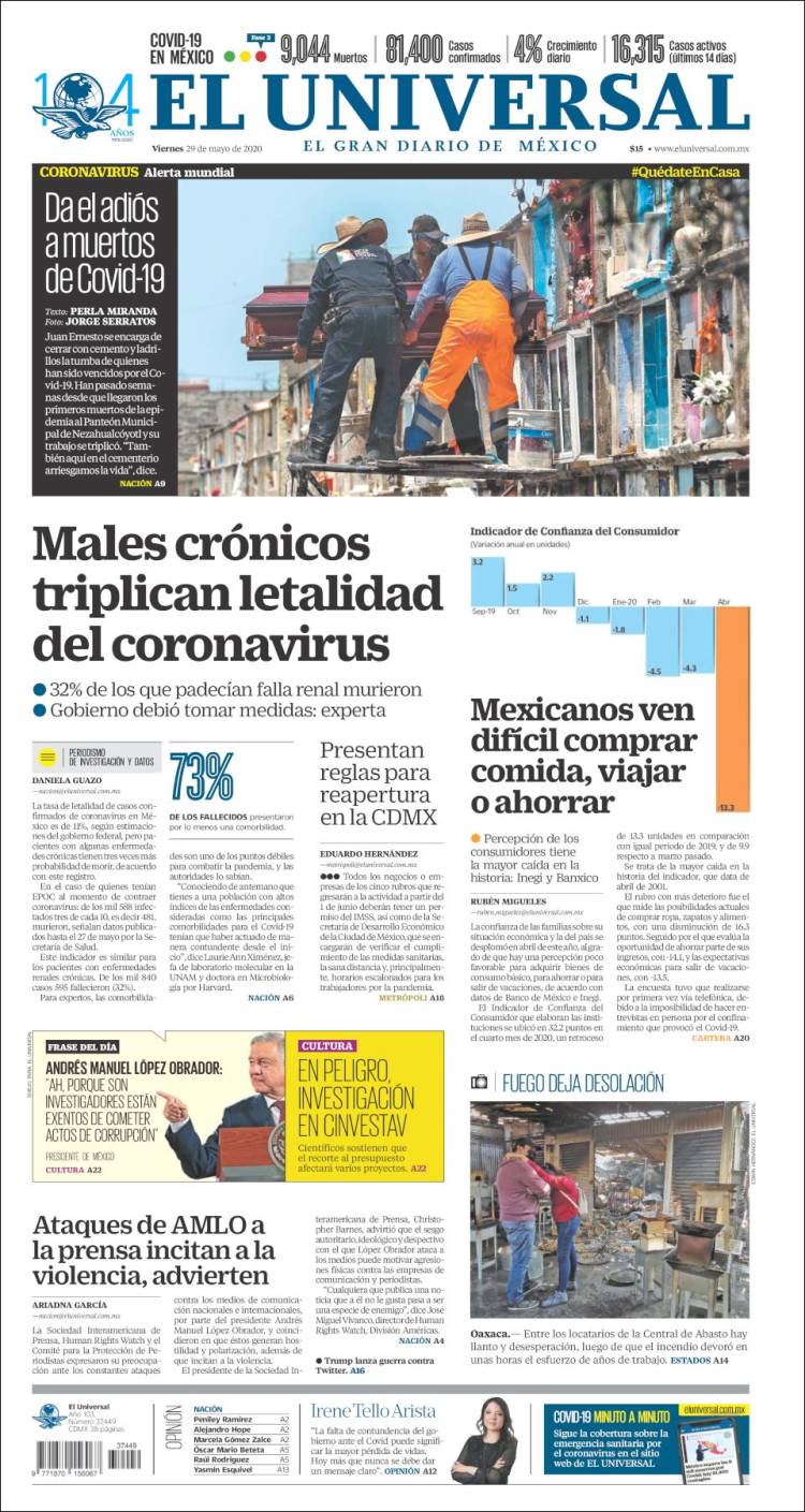 Portada de El Universal (México)