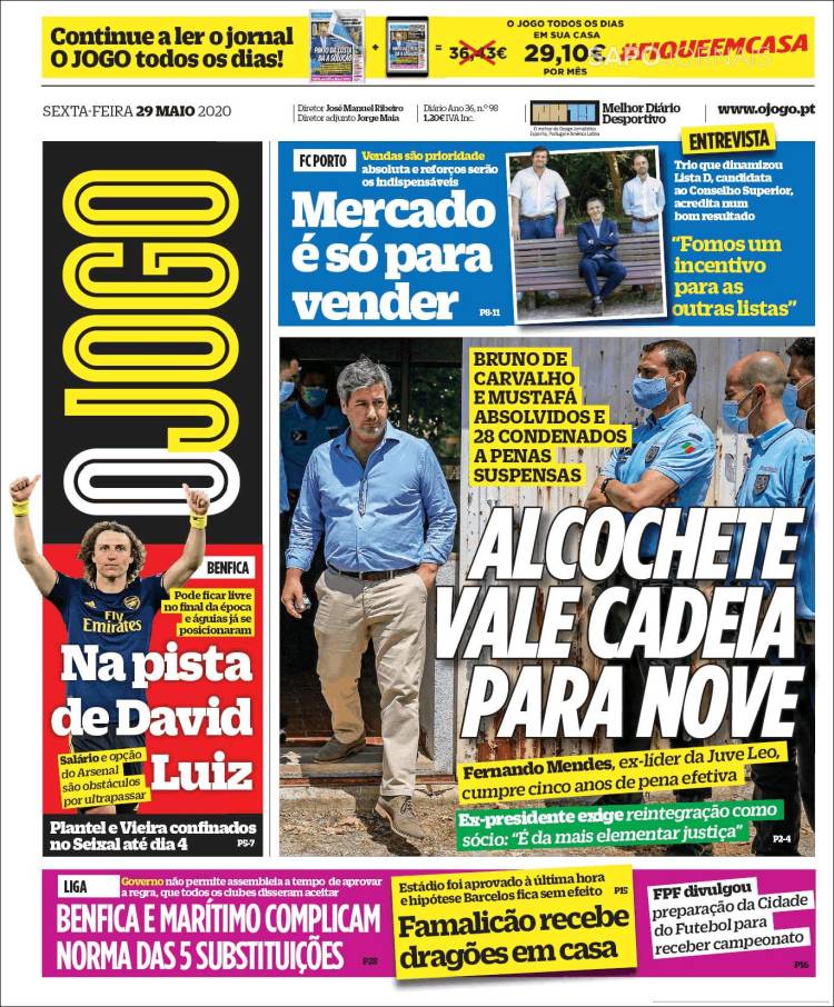 Portada de O Jogo (Portugal)