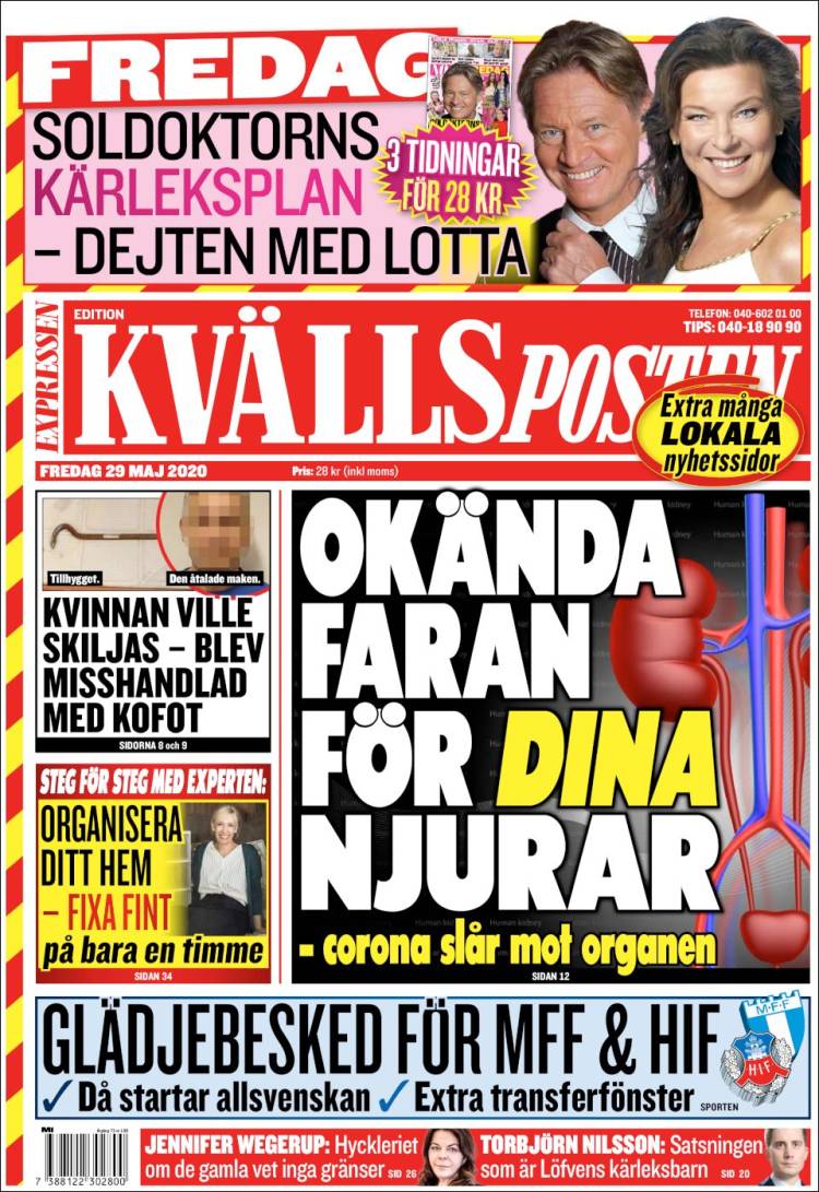 Portada de Kvällsposten (Suecia)