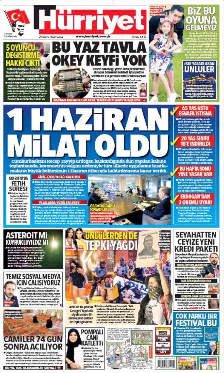 Portada de Hürriyet (Turqu&iacute;a)