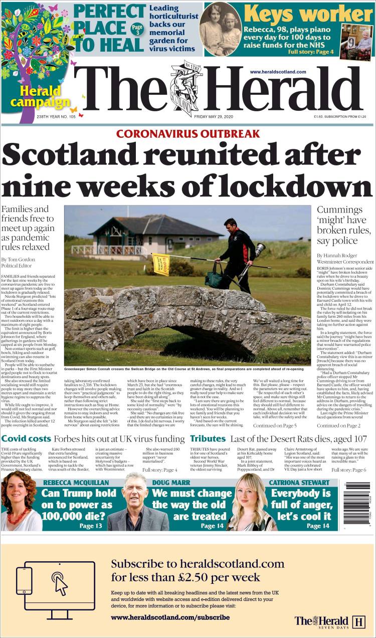 Portada de The Herald (Reino Unido)