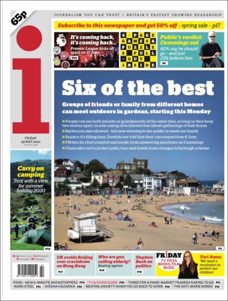 Portada de The i (Reino Unido)