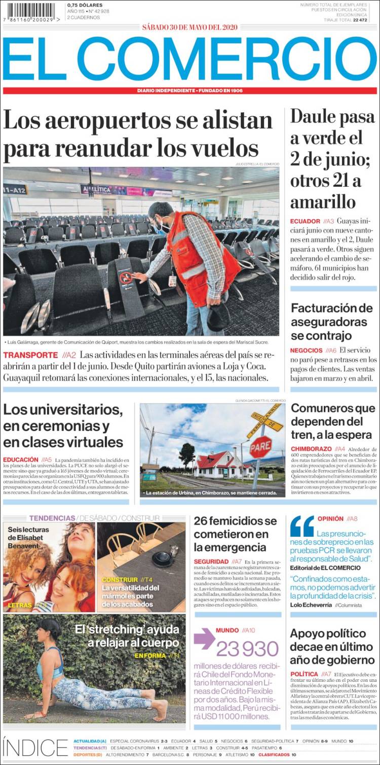 Portada de El Comercio (Ecuador)